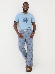 FatFace Light Blue Bull Dozing Pyjama Bottoms - Image 3 of 7