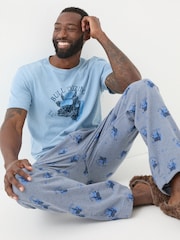 FatFace Light Blue Bull Dozing Pyjama Bottoms - Image 4 of 7