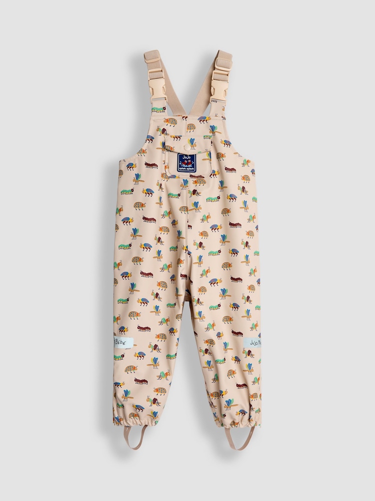 JoJo Maman Bébé Stone Bug Print Waterproof Dungarees - Image 1 of 3