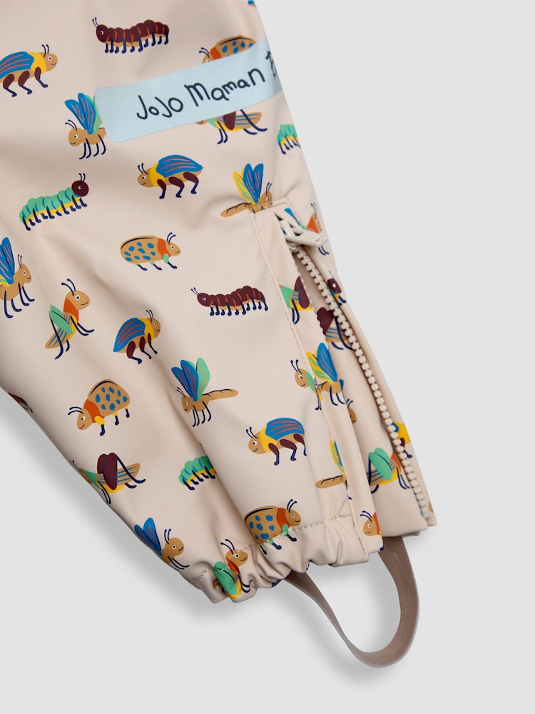 JoJo Maman Bébé Stone Bug Print Waterproof Dungarees - Image 3 of 3