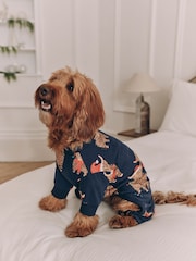 Navy Blue 100% Cotton Matching Family Pets Christmas Hamish The Highland Cow Pyjamas - Image 1 of 5
