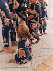 Navy Blue 100% Cotton Matching Family Pets Christmas Hamish The Highland Cow Pyjamas - Image 2 of 5