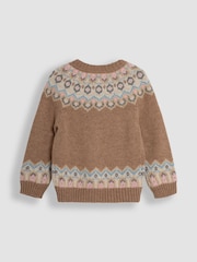 JoJo Maman Bébé Mocha Fair Isle Pattern Cardigan - Image 2 of 3