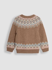 JoJo Maman Bébé Mocha Fair Isle Pattern Cardigan - Image 5 of 6