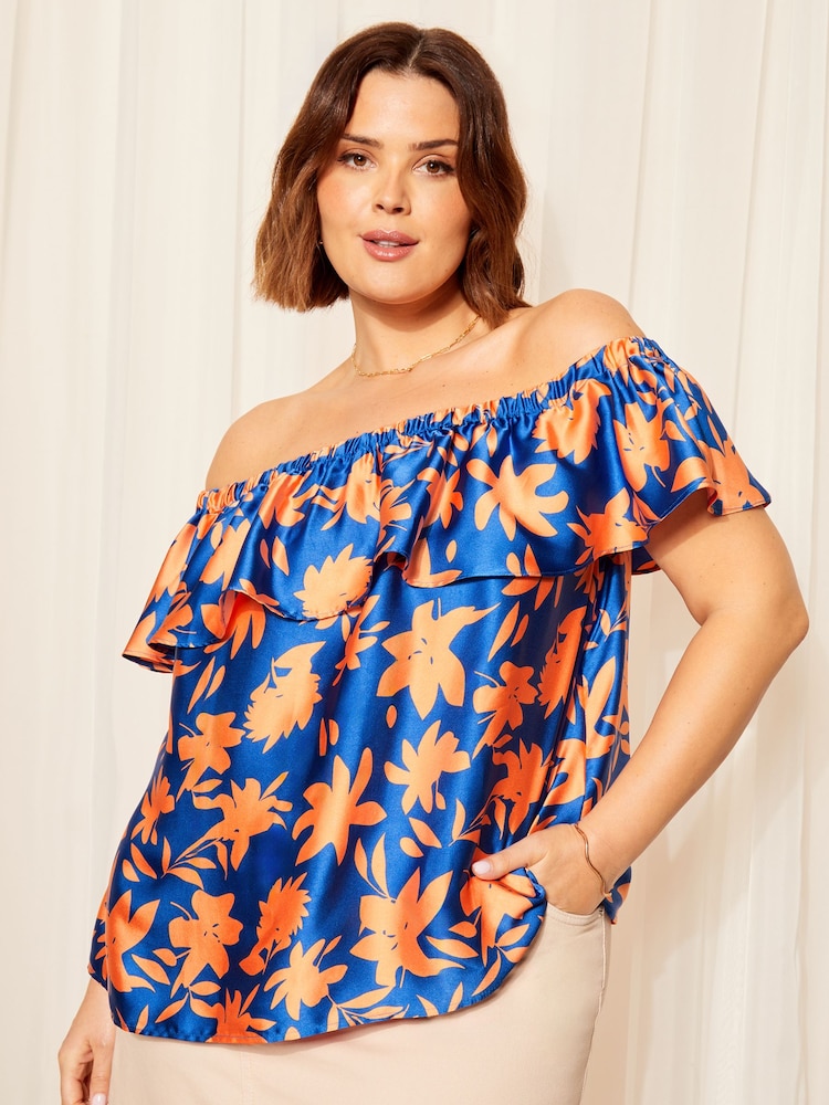 Albastru - Curves Like These Lenjerie de pat Look Bardot Top - Imaginea 1 din 4