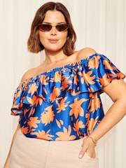 Albastru - Curves Like These Lenjerie de pat Look Bardot Top - Imaginea 2 din 4