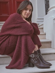 Chocolate Brown Leather Forever Comfort® Double Buckle Ankle Boots - Image 2 of 9