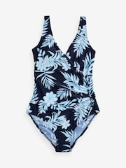 M&Co Blue Halo Floral Wrap Swimsuit - Image 5 of 7