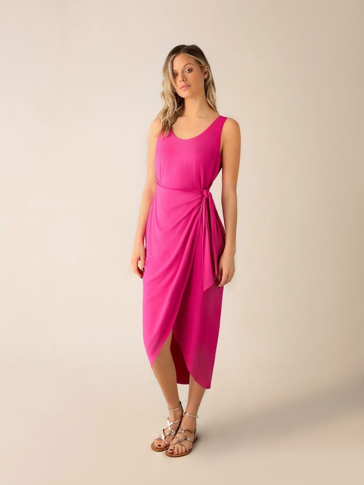 Ro&Zo Pink Petite Jersey Tie Waist Dress - Image 1 of 4