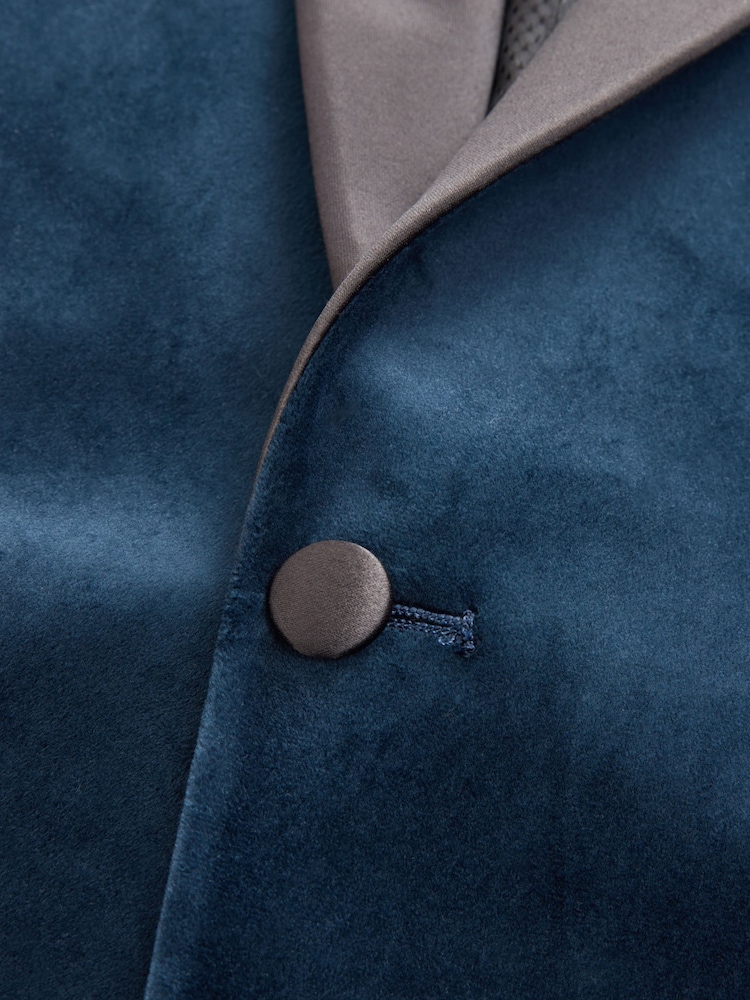 Bleu marine foncé - Ajustement régulier - Blazer en velours - Image 10 of 13