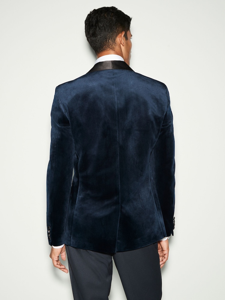 Bleu marine foncé - Ajustement régulier - Blazer en velours - Image 2 of 13
