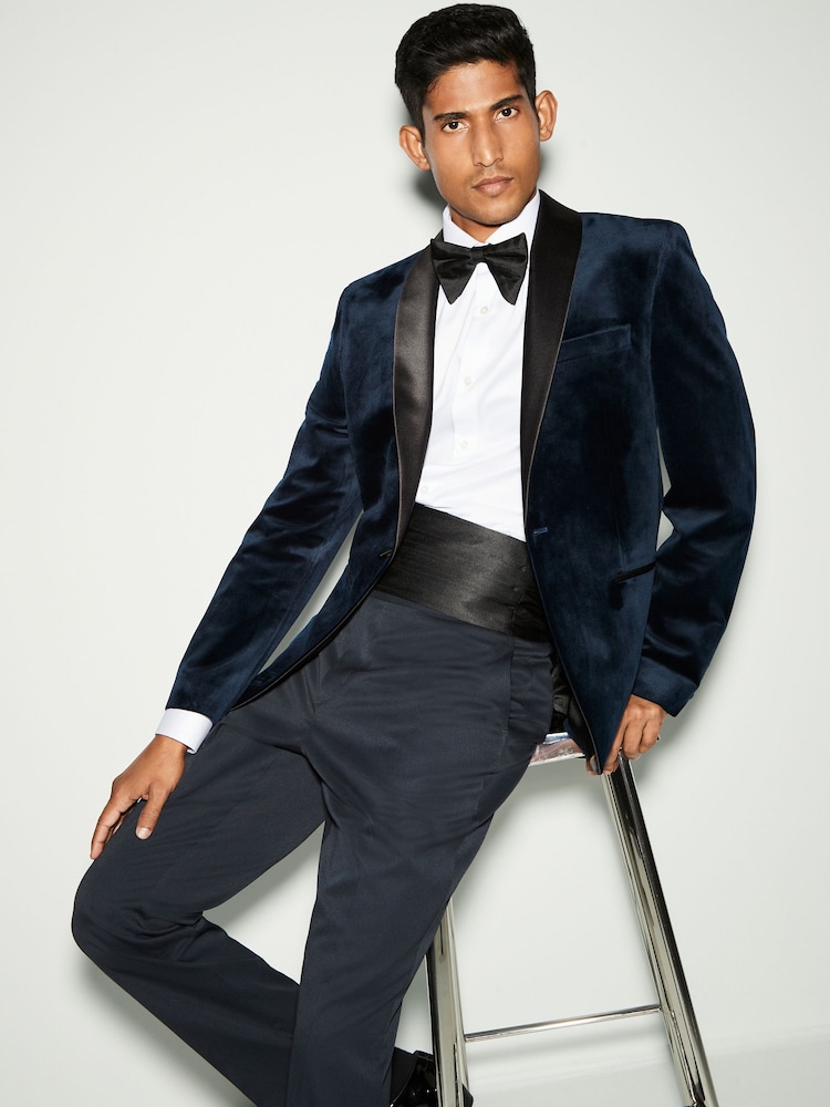 Bleu marine foncé - Ajustement régulier - Blazer en velours - Image 3 of 13