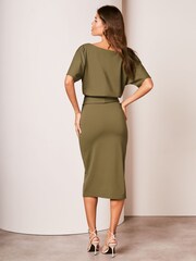 Lipsy Khaki Green Petite Kimono Belted Midi Dress - Image 2 of 4