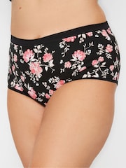 Yours Curve Pink YOURS 5 PACK Curve Black & Pink Floral Print Full Briefs - Image 2 of 5