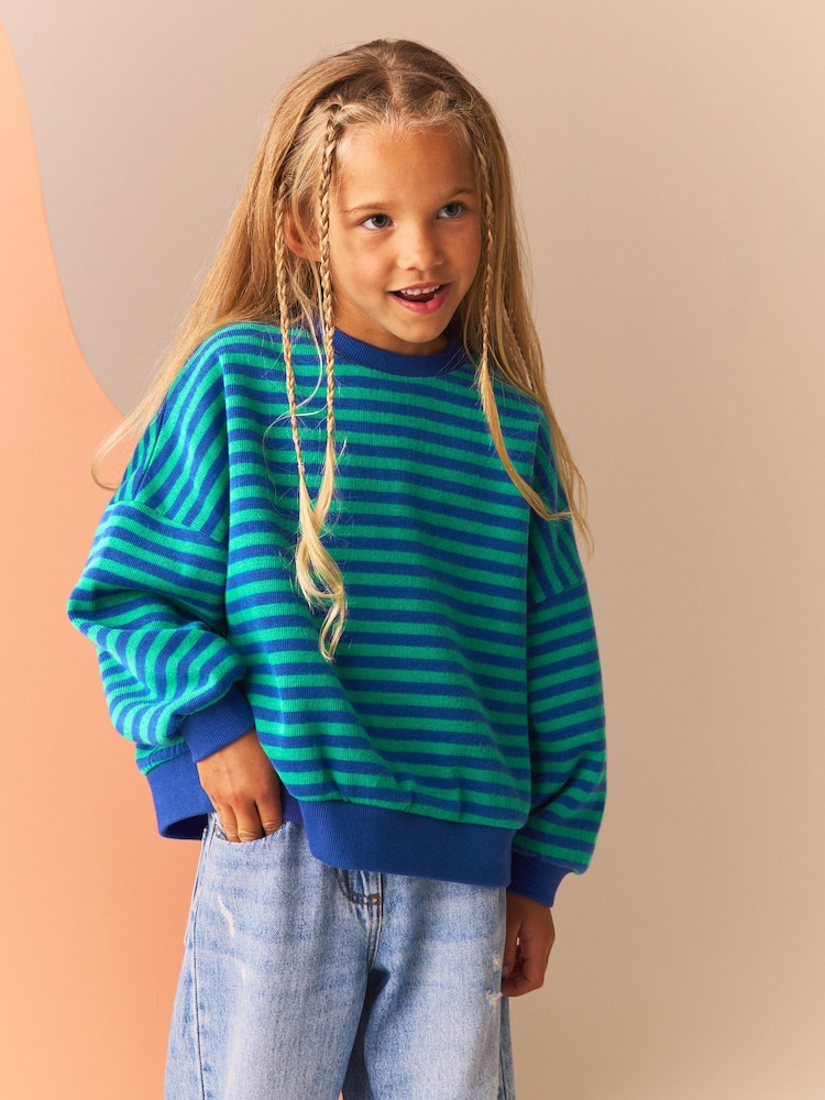 Blue Oversized Cosy Rib Sweatshirt (3-16yrs) - Image 1 of 8