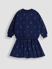 JoJo Maman Bébé Navy Cherry Embroidered Sweatshirt And Skirt Set 2 Pack - Image 1 of 5