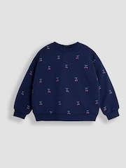 JoJo Maman Bébé Navy Cherry Embroidered Sweatshirt And Skirt Set 2 Pack - Image 2 of 5