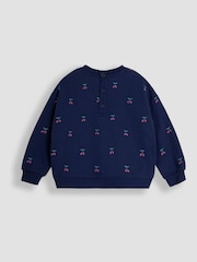 JoJo Maman Bébé Navy Cherry Embroidered Sweatshirt And Skirt Set 2 Pack - Image 3 of 5