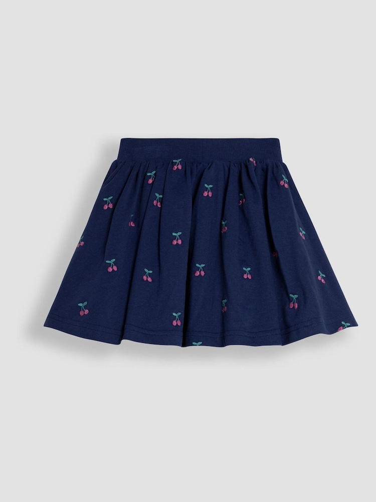 JoJo Maman Bébé Navy Cherry Embroidered Sweatshirt And Skirt Set 2 Pack - Image 5 of 5