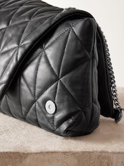 Black Leather Quilted Cross-Body Bag - Image 10 of 11