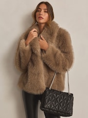 Black Leather Quilted Cross-Body Bag - Image 2 of 11