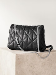 Black Leather Quilted Cross-Body Bag - Image 6 of 11