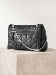 Black Leather Quilted Cross-Body Bag - Image 7 of 11