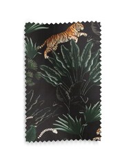 Black Tiger Print Eyelet Lined Curtains - Image 5 of 5