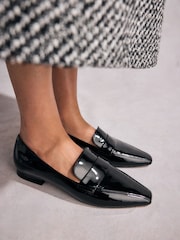 Black Leather Tabitha Simmons x Next Jess Square Toe Loafers - Image 1 of 15