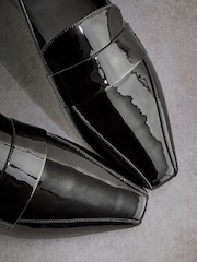 Black Leather Tabitha Simmons x Next Jess Square Toe Loafers - Image 12 of 15