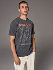 Grey Rolling Stones Regular Fit Band Graphic Print T-Shirt - Image 1 of 9
