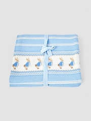 JoJo Maman Bébé Blue Personalised Peter Rabbit Knitted Shawl - Image 5 of 5