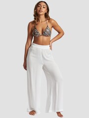 South Beach White Crinkle Vicose Wide Leg Trousers - Image 3 of 7