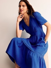 Boden Blue 100% Cotton Eve Double Cloth Midi Dress - Image 1 of 5