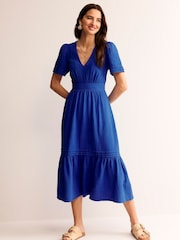 Boden Blue 100% Cotton Eve Double Cloth Midi Dress - Image 2 of 5