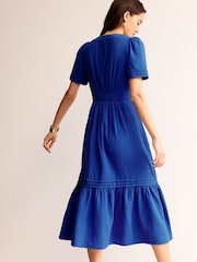 Boden Blue 100% Cotton Eve Double Cloth Midi Dress - Image 4 of 5
