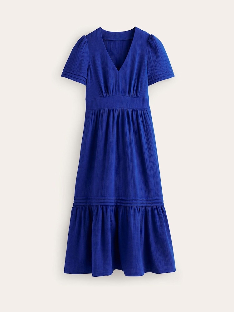 Boden Blue 100% Cotton Eve Double Cloth Midi Dress - Image 5 of 5