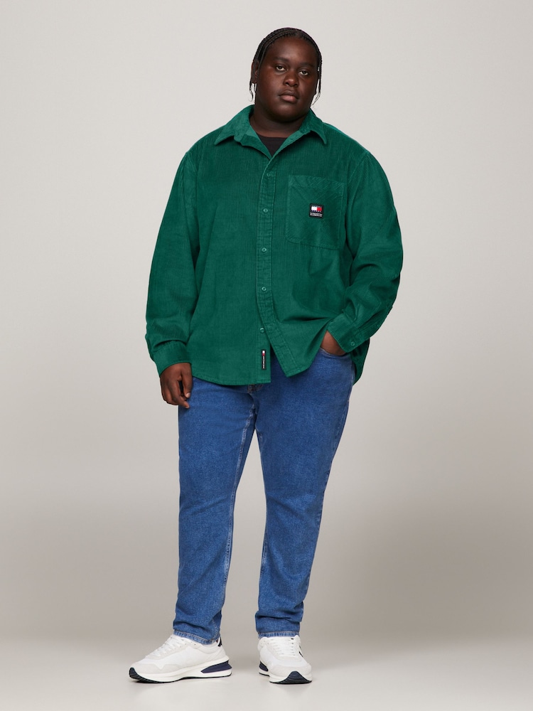 Tommy Jeans Green Regular Classic Logo Shirt - Image 1 of 5