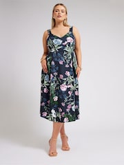 Yours Curve Blue London Sweetheart Pleated Dress - Image 2 of 5