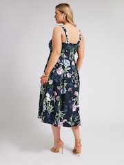 Yours Curve Blue London Sweetheart Pleated Dress - Image 3 of 5