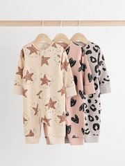 Brown Two Way Zip Baby Footless 100% Cotton Sleepsuits 3 Pack (0mths-3yrs) - Image 1 of 10