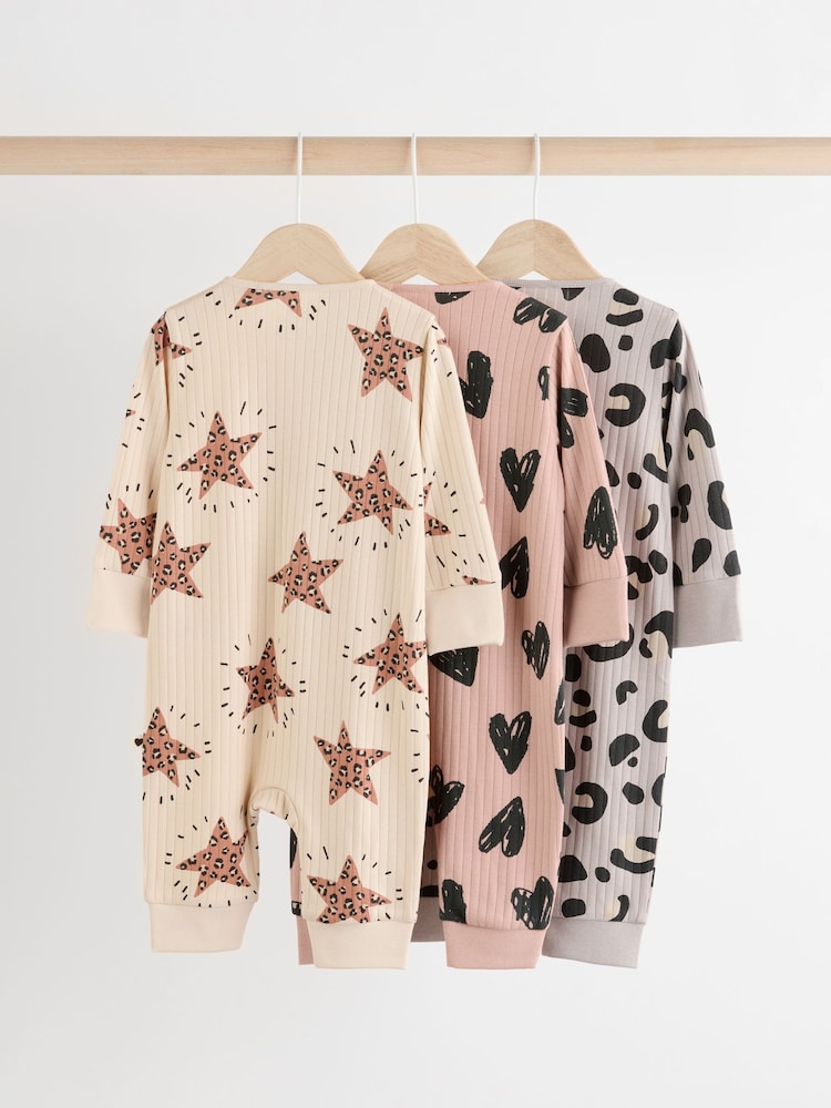 Brown Two Way Zip Baby Footless 100% Cotton Sleepsuits 3 Pack (0mths-3yrs) - Image 2 of 10
