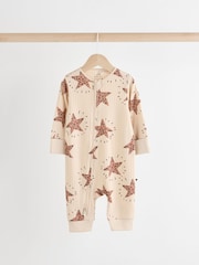 Brown Two Way Zip Baby Footless 100% Cotton Sleepsuits 3 Pack (0mths-3yrs) - Image 3 of 10