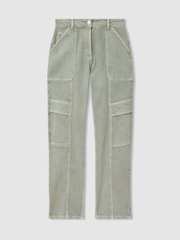 Reiss Washed Green Jem Garment Dyed Utility Tapered Jeans - Image 2 of 5