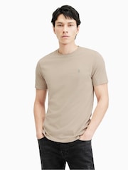 AllSaints Nude Brace Contrast Short Sleeve Crew T-Shirt - Image 1 of 5