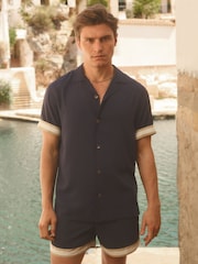 Reiss Navy Baller - Che Contrast Stripe Elasticated Waist Swim Shorts - Image 1 of 5