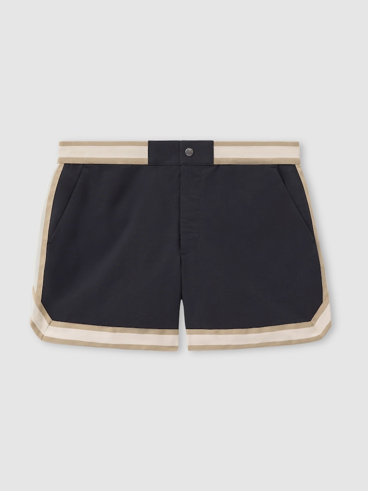 Reiss Navy Baller - Che Contrast Stripe Elasticated Waist Swim Shorts - Image 2 of 5