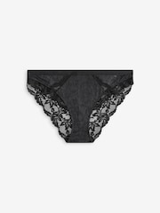 Black/White/Nude High Leg Lace Trim Knickers 3 Pack - Image 5 of 8