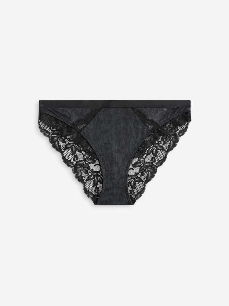 Noir/Blanc/Nu - Lot de 3 culottes bordées de dentelle - Image 5 of 8