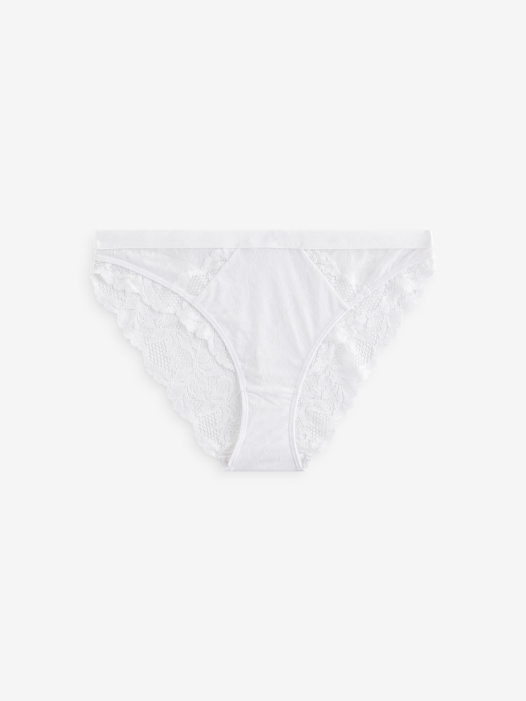 Noir/Blanc/Nu - Lot de 3 culottes bordées de dentelle - Image 6 of 8